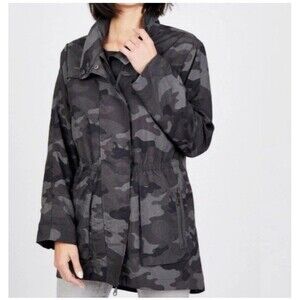 Tart Collections Womens Black Gray Camo Rain Jacket Coat Size Large